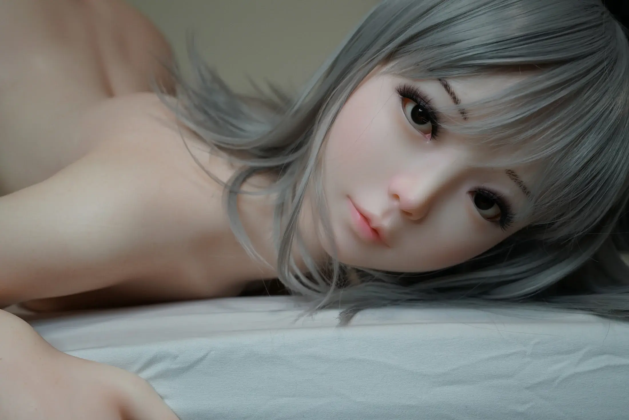 150cm (4ft9") Asian Gray Hair Silicone Sex Doll - C-Cup - Akira - Image 12