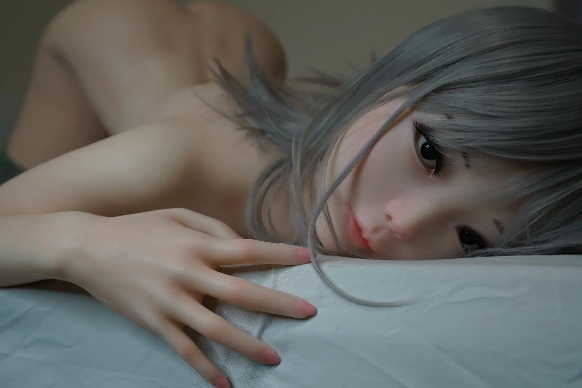 150cm (4ft9") Asian Gray Hair Silicone Sex Doll - C-Cup - Akira - Image 14