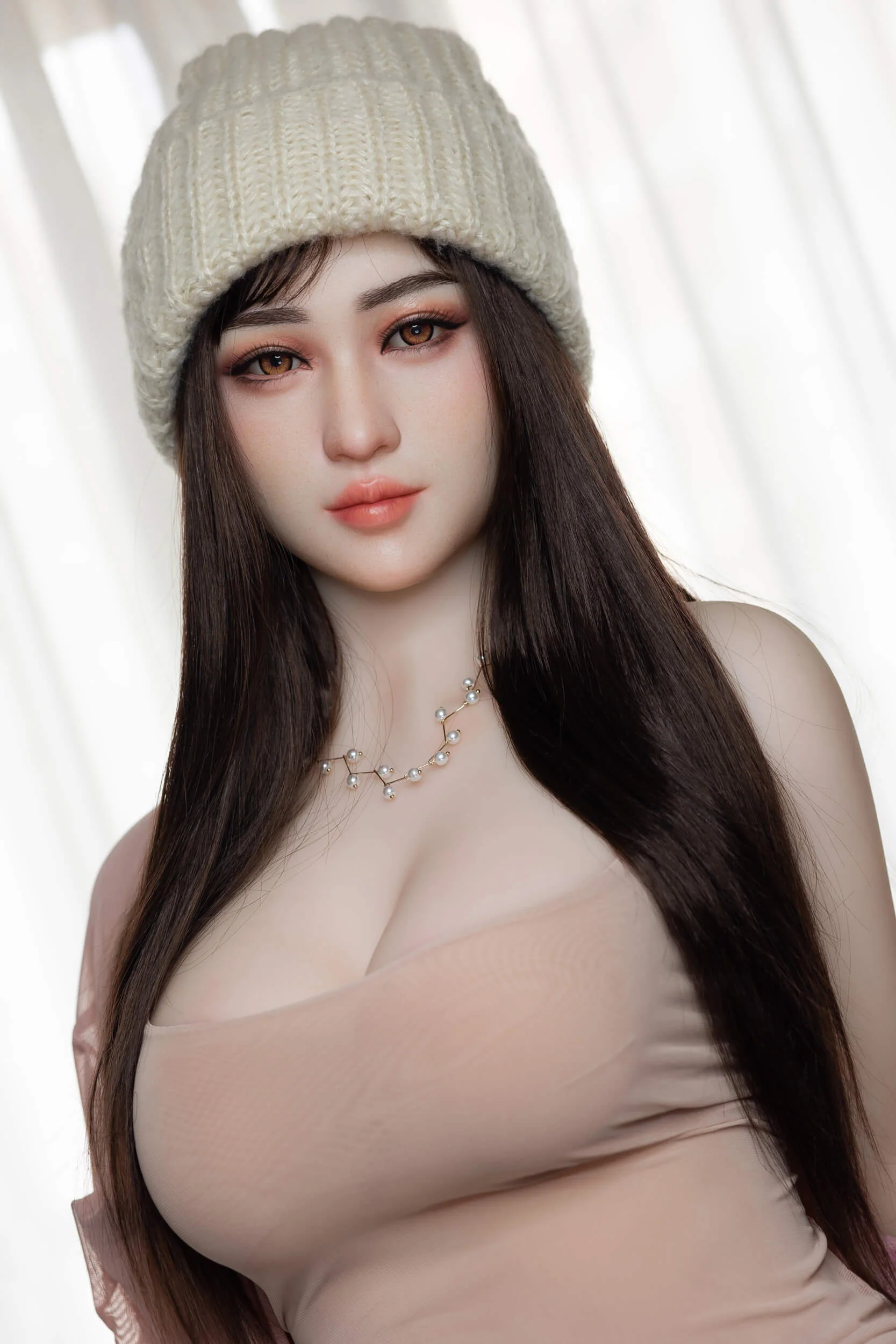 158cm (5ft1") Elegant Hybrid Sex Doll Head #01 with Implanted Hair - Olivia - Image 4