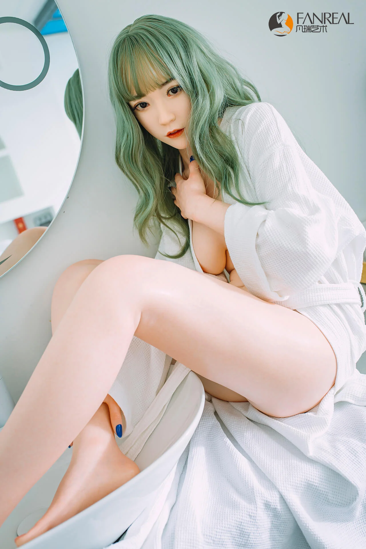 158cm (5ft1") Green Hair Silicone Sex Doll - B-Cup - Qian - Image 5