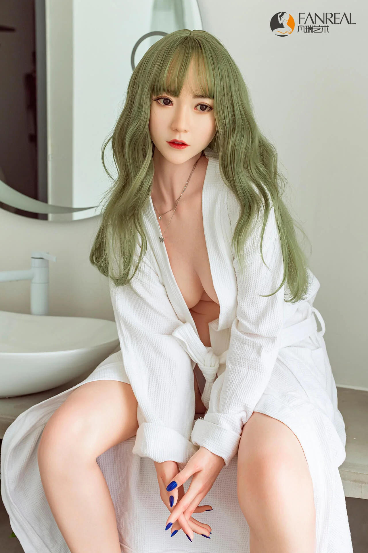 158cm (5ft1") Green Hair Silicone Sex Doll - B-Cup - Qian - Image 6