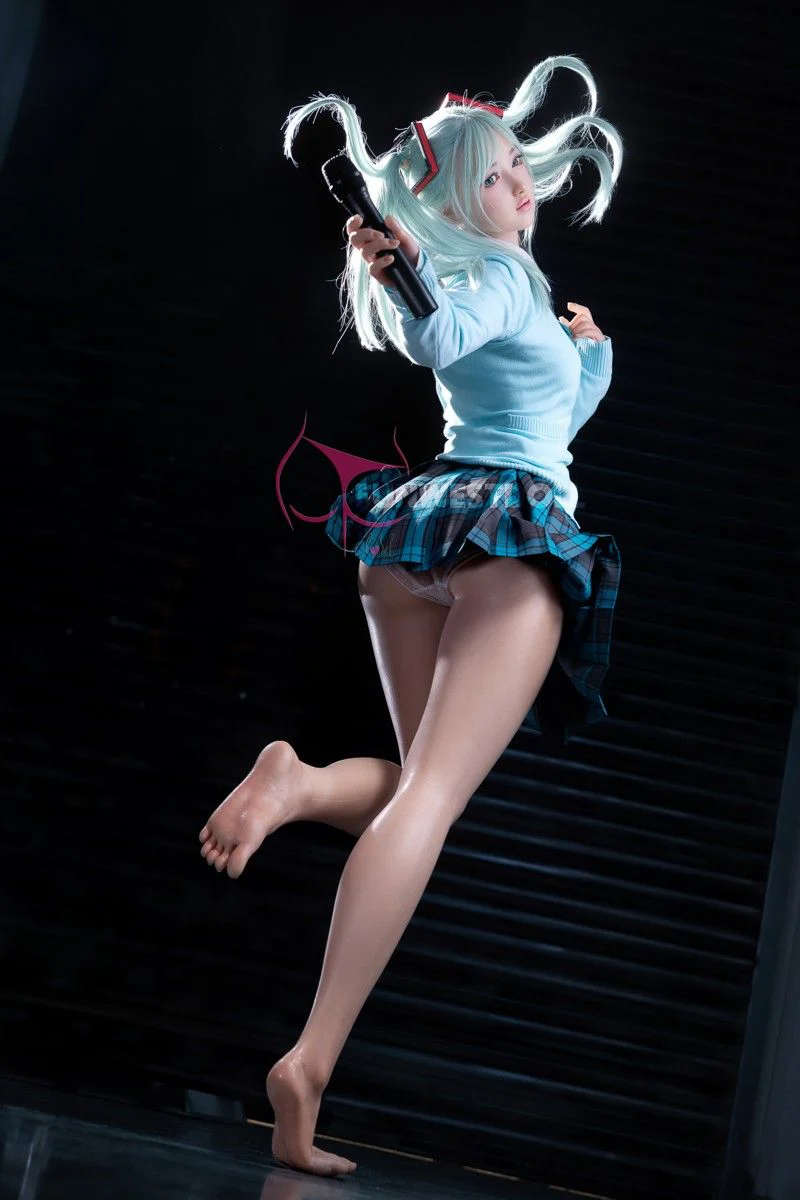 159cm (5ft2") Anime Cosplay Silicone Sex Doll - Sky Blue Hair - A-Cup - Amy - In Stock | US Only - Image 15