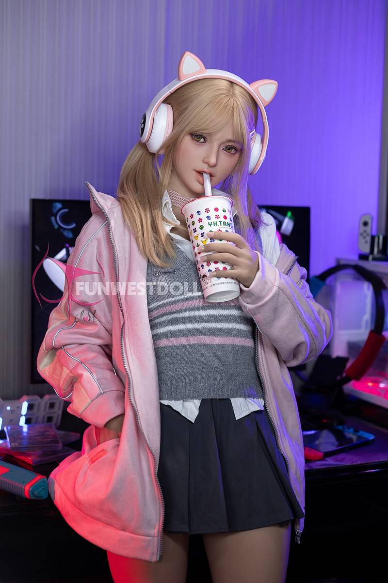 159cm (5ft2") Blonde Gamer S-TPE Sex Doll – Exquisite Asian - A-Cup - In Stock | US Only - Image 9