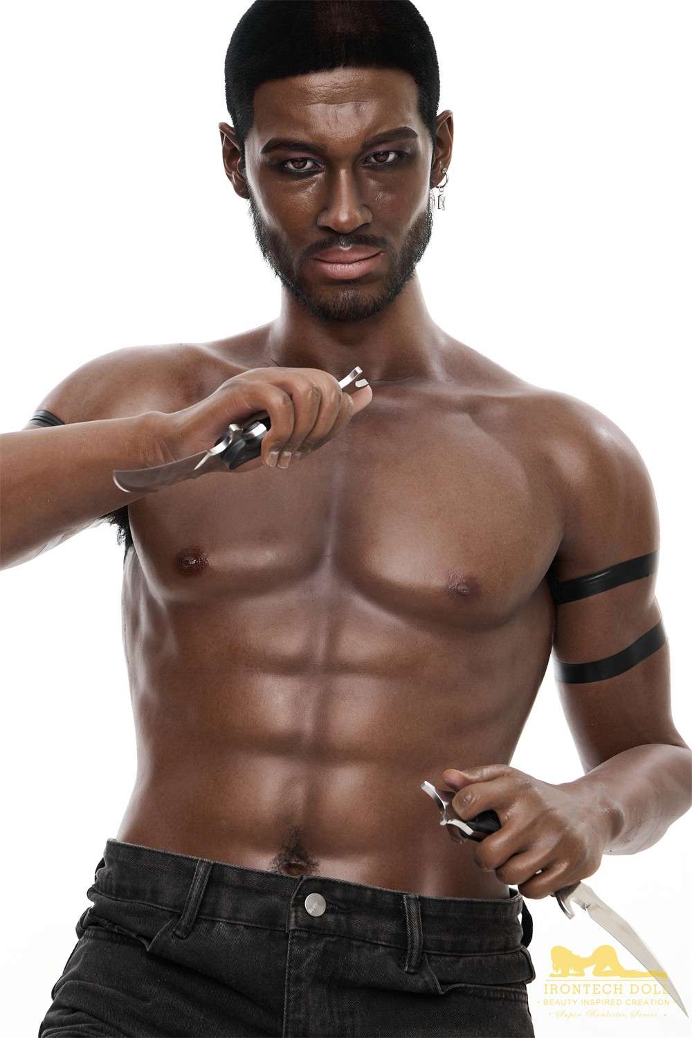 176cm (5ft7') Muscular Ebony Fantasy Silicone Male Sex Doll - Bill - Image 12