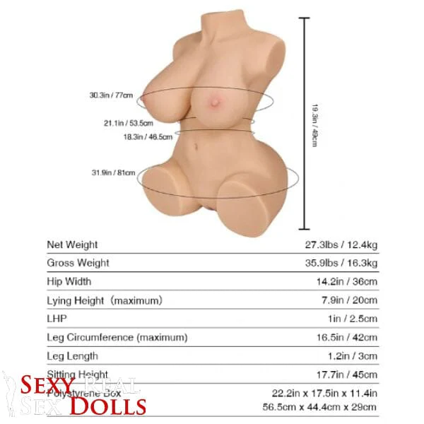 49cm (19.3") Huge Tits Torso Doll Masturbator – Britney Wheat 2.0 - Image 11